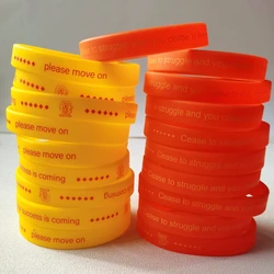 10PCS Set Silicone Bracelets Motivational Soft Bangles Elastic Inspirational Wristband Yellow Orange Color Band Move On Jewelry