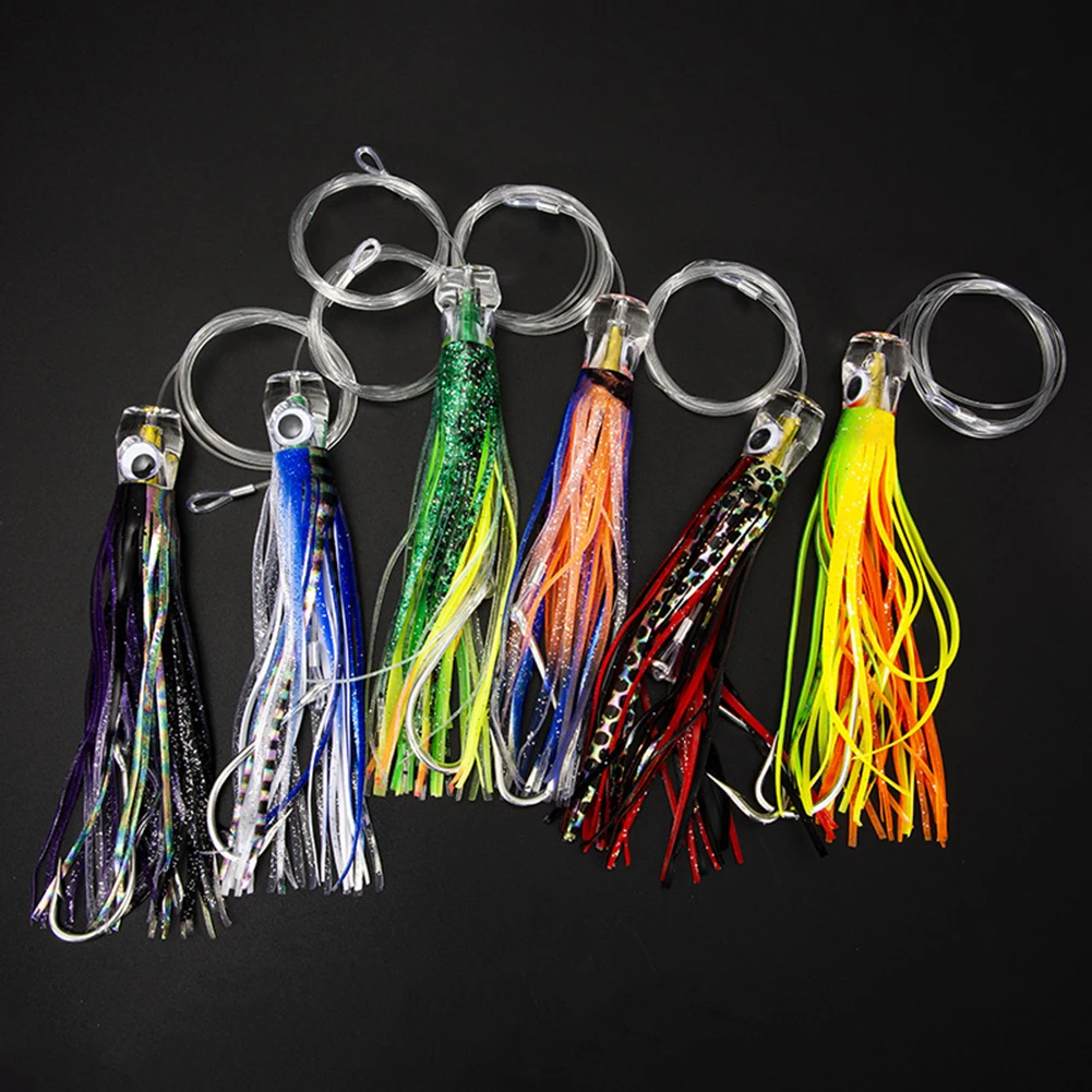 

6 Pcs/set Steel 6.5 Inch Trolling Acrylic Octopus Lure Artificial Bionic Tuna Mackerel Fake Bait for Water Fishing