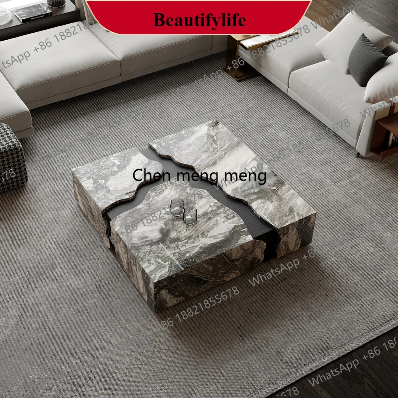 

Modern Waterpoor Coffee Table Italian Marble Quality Light Luxury Coffee Table Creativity Service Mesa Auxiliar Patio Furniture