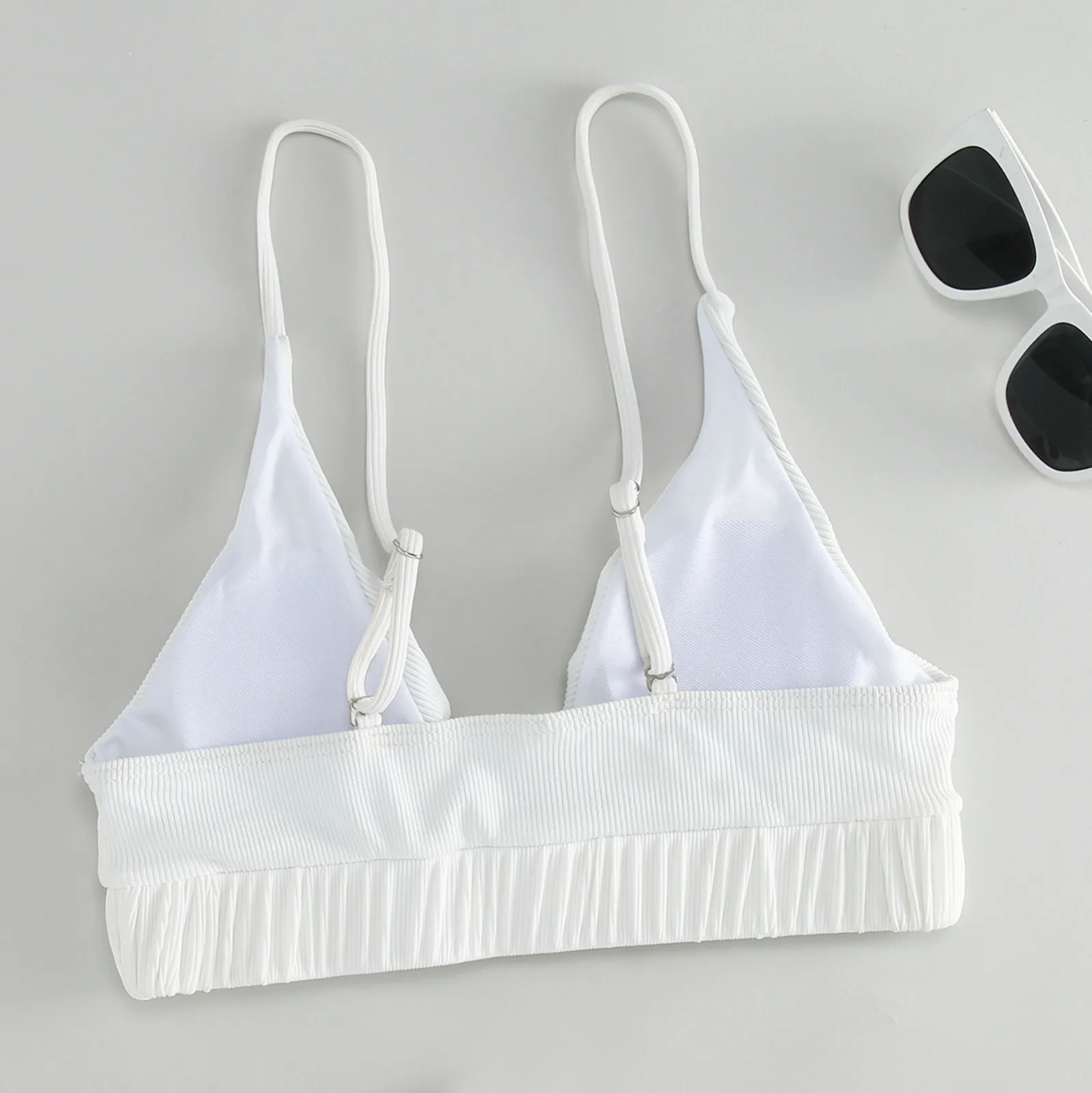 Kobiety Bikini z fiszbinami w jednolitym kolorze bandażowe Bikini Push Up brazylijski stroje kąpielowe biustonosze damskie bez rękawów
