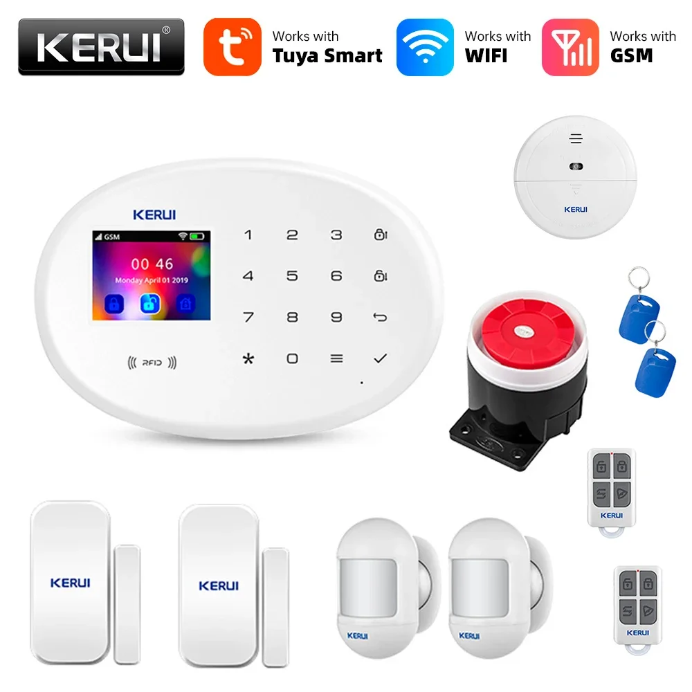 KERUI W202 Advanced Smart Home Security Alarm System Tuya App Control GSM WiFi Wireless Motion Door Sensors Remote Monitorin