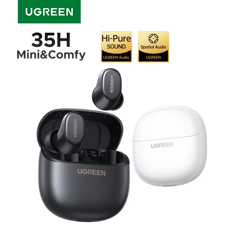 Fones de Ouvido Sem Fio UGREEN Dots Bluetooth 6.0, Leves, Som de Baixo Profundo, 35 Horas de Reprodução, Fones de Ouvido com APP