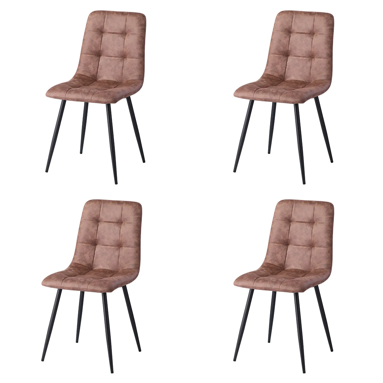 EGOONM Set di 4 sedie da pranzo vintage, sedie da pranzo in velluto olandese, gambe semplici in ferro, adatte per cucina e soggiorno