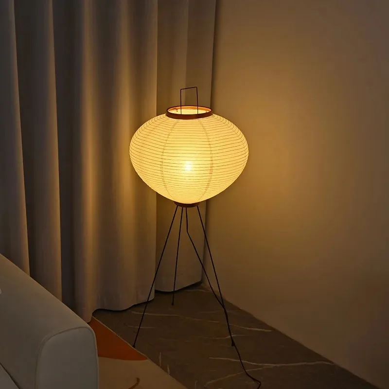 Wabi Sabi papierowa lampa podłogowa Nordic Vintage ręcznie robiona lampa podłogowa salon sypialnia Home Decor nocna stojąca lampa stołowa