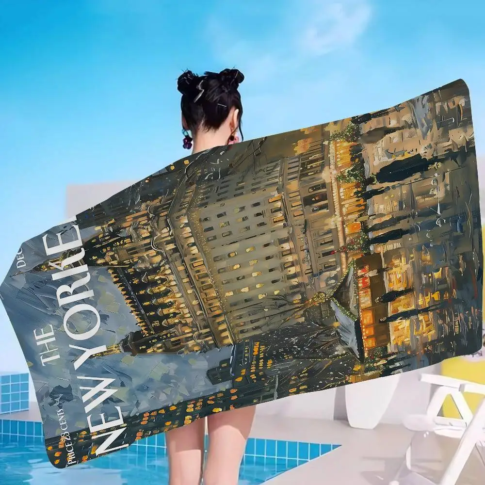 The-New-Yorker Magazine Microfiber Blanket Quick Drying Beach Towels Oversized Printing Super Absorbent Pool Towel Blanket