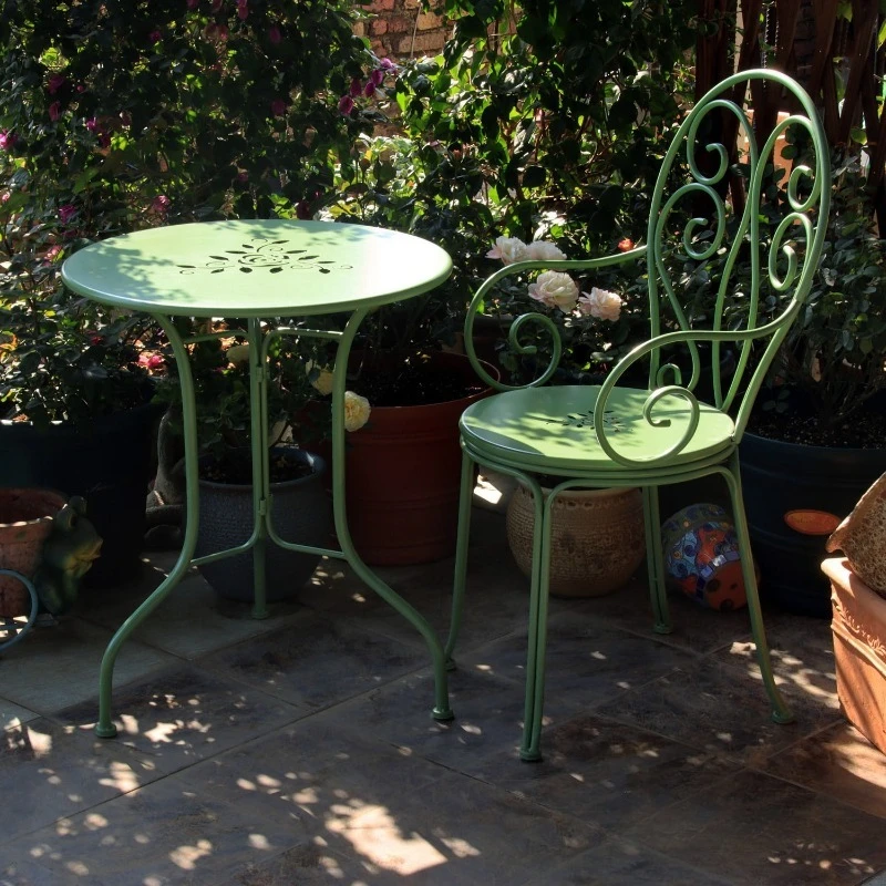 Wrought iron balcony tables and chairs, outdoor garden French patio chairs, tables
