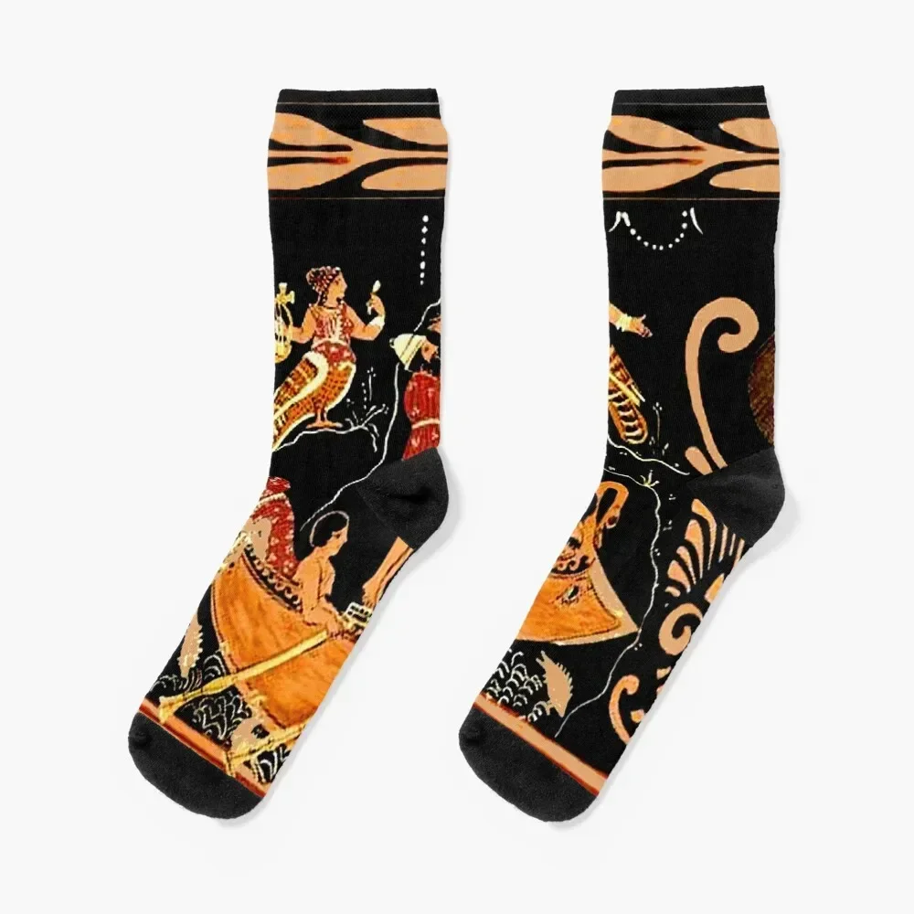 

GREECE : Vintage Ulysses and The Sirens Print Socks with print gym bright garter Men Socks Luxury Brand Women's