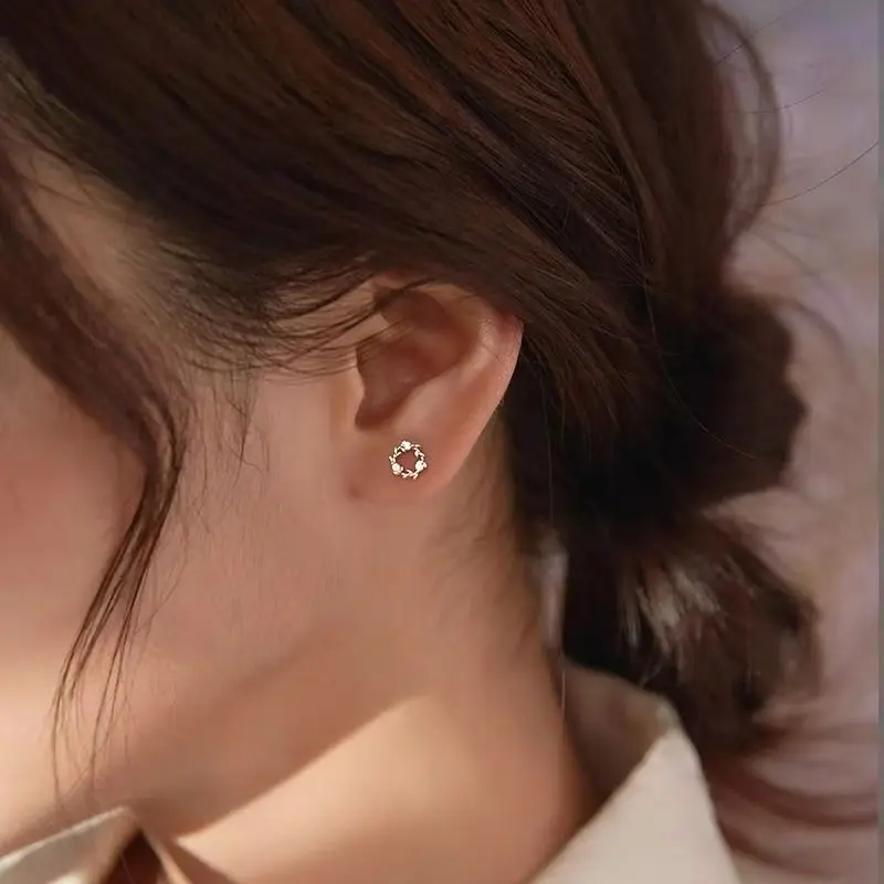 

Простые серьги-винки из серебра 925 пробы с иглами, позолоченные ювелирные изделия, серьги-гвоздики с кристаллами для женщин