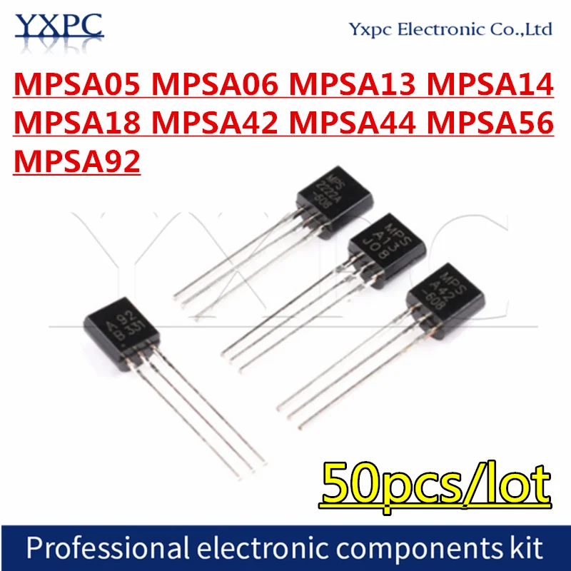 50Pcs MPSA05 MPSA06 MPSA13 MPSA14 MPSA18 MPSA42 MPSA44 MPSA56 MPSA92 TO-92 Triode