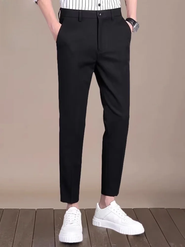 

Men's Busin Casual Pants Nine-Tenths Autumn Winter Faion Slim Fit Versatile Long Trousers Youth Active Sle