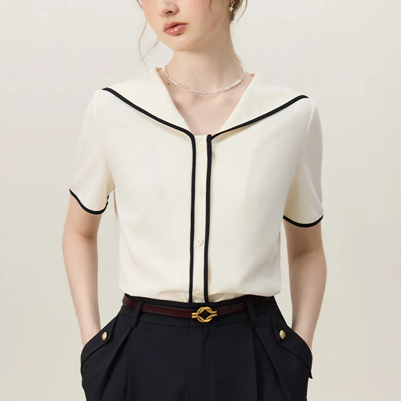 Nuova camicia da donna marinaio camicetta elegante camicia a maniche corte camicetta donna top Blusas Para Mujer Camisas De Mujer Blusas camicie N489