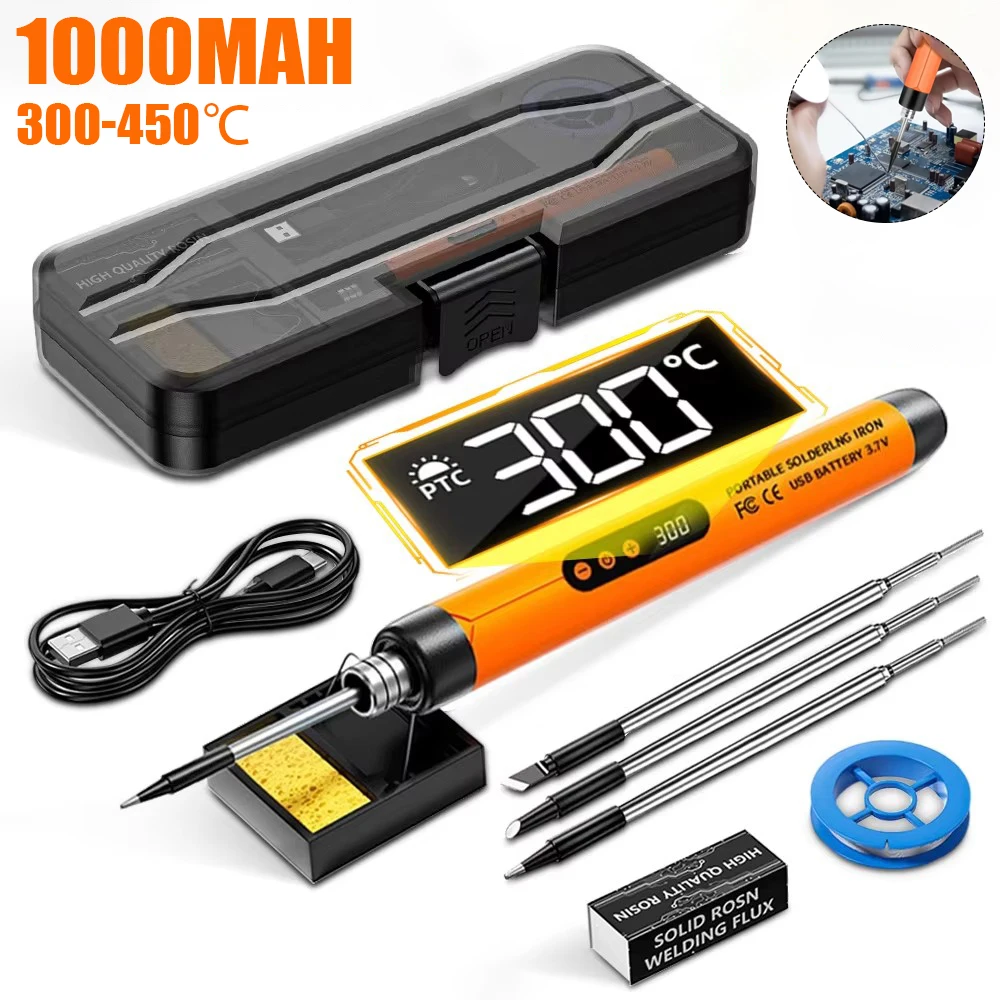 

USB Smart Soldering Iron Kit Digital Display Type-C Interface Electric LED Soldering Iron Adjustable Temperature Welding Tool ﻿