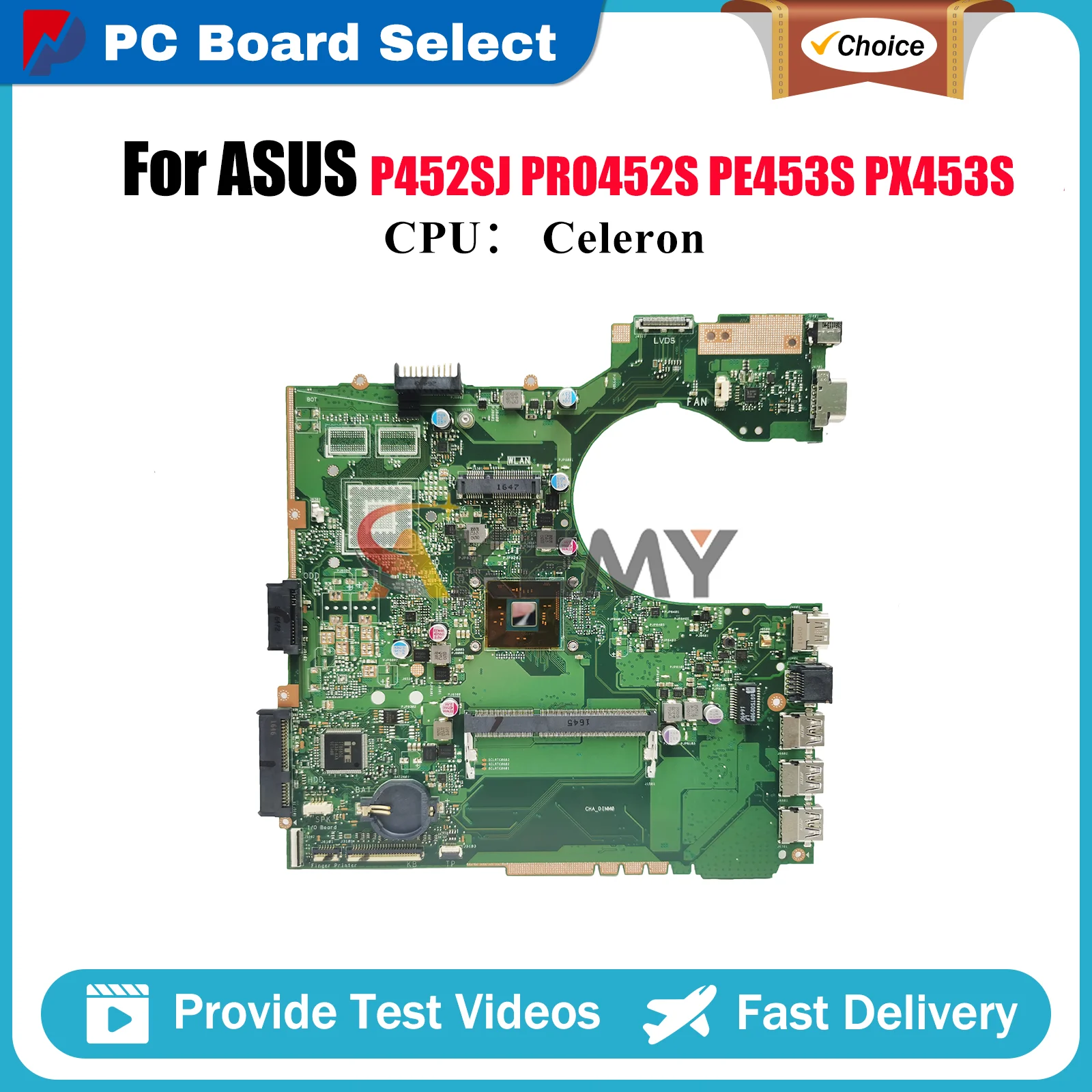 

P452SA Laptop Motherboard For ASUS P452SA P452SJ PX453S P452S PE453S PRO452S Notebook Mainboard With Celeron CPU 108% tests OK