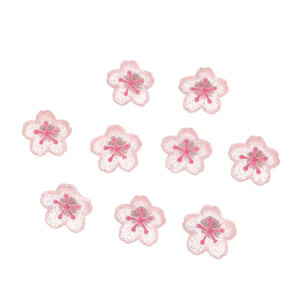 Pink Cherry Blossoms Push Pins, Plastics 1.95cm Pink Resin Glitter Flower Push Pins Decorative Thumbtacks For Office Wall