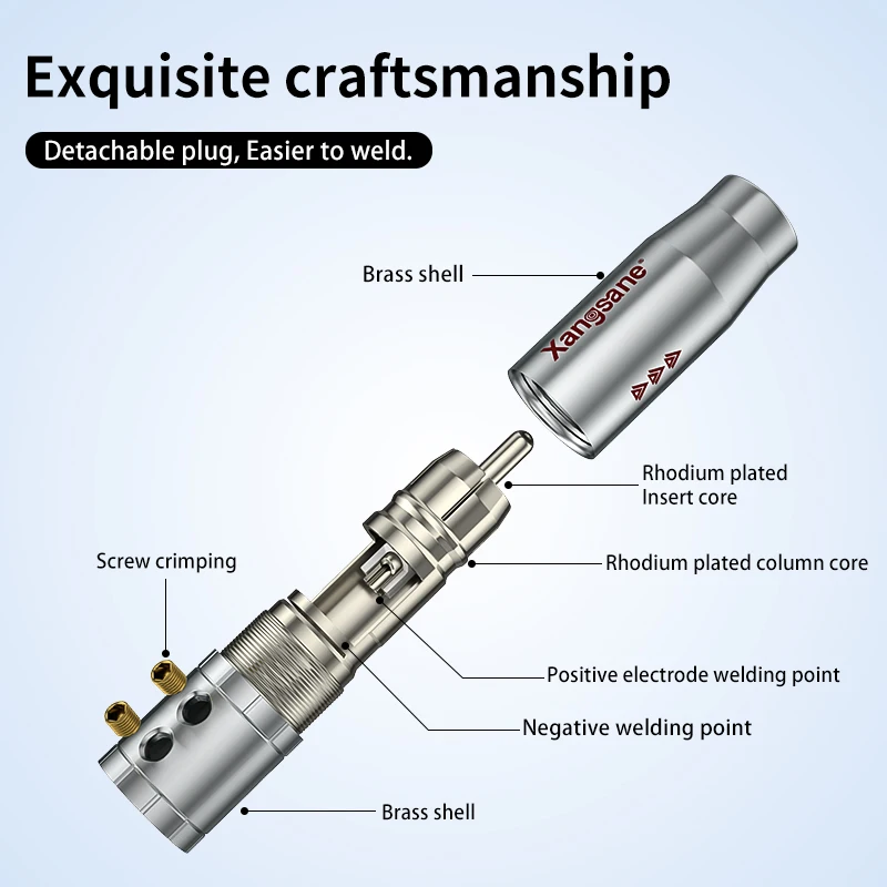 Xangsane hifi rca spina argento puro core amplificatore CD cavo altoparlante cavo segnale placcato rodio fai da te interfaccia spina audio terminale