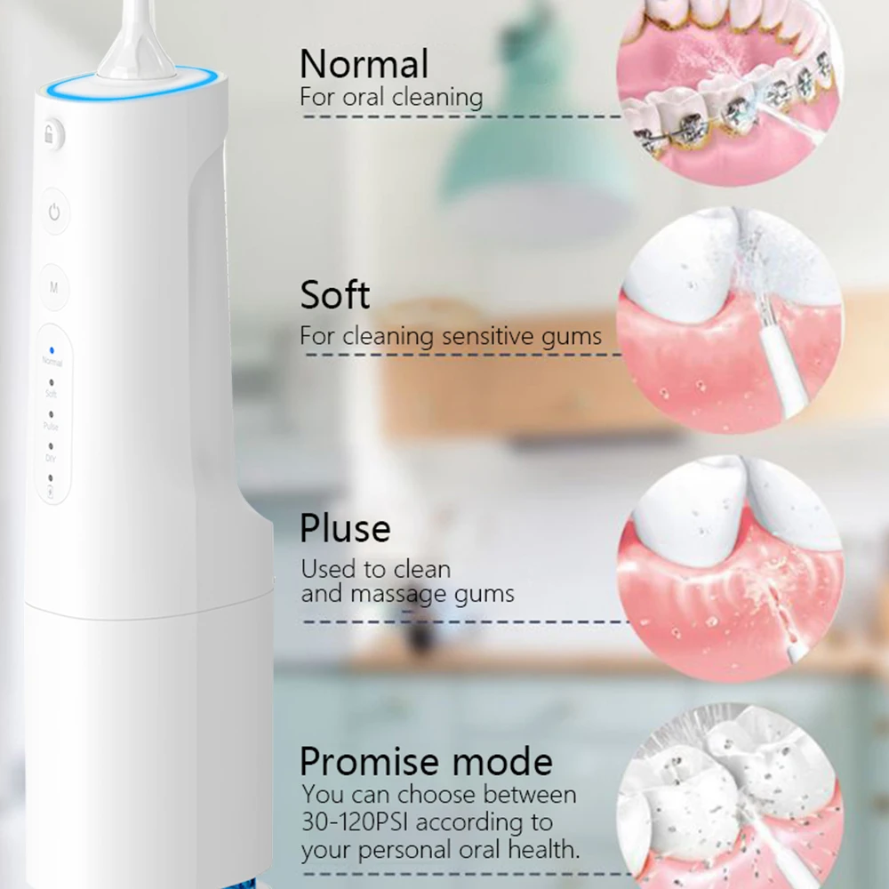 Professional Cordless Dental Oral Irrigator 360ML Rechargeable Waterproof Teeth Braces Cleaner Teeth Flushing Device Oral Care