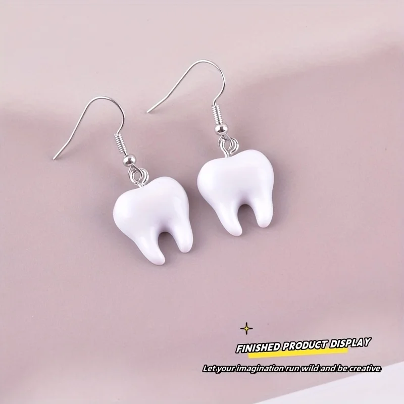 10Pcs Fun Tooth Resin Charms Cute Stereo Pendants DIY Handmade Jewelry Accessories For Earrings Necklaces Bag Decor