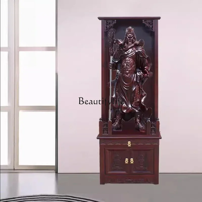 

yj32 Carved Buddhist niche offering table Luxury nanmu Buddhist cabinet God of Wealth offering table