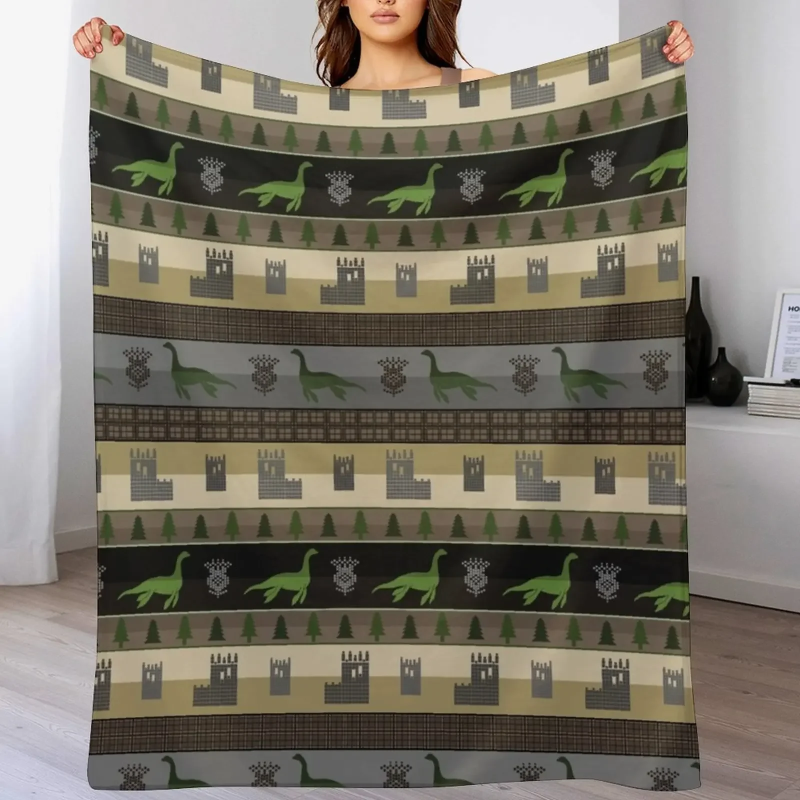 Loch Ness Fair Isle Throw Blanket Easy Care Comfortable Blanket for Couch