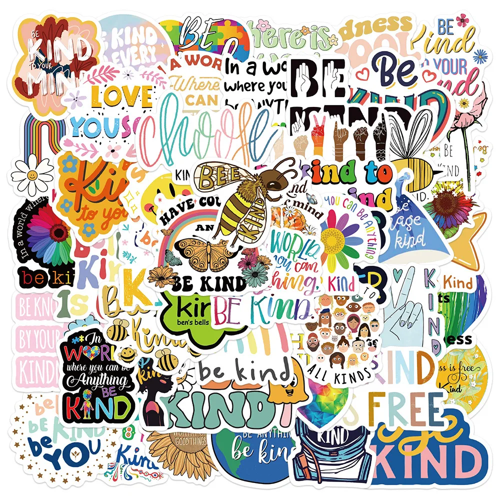 10/50pcs Cartoon cute be kind stickers Motivational  Be Kind Mental Health Graffiti Stickers Decal DIY Scrapbook