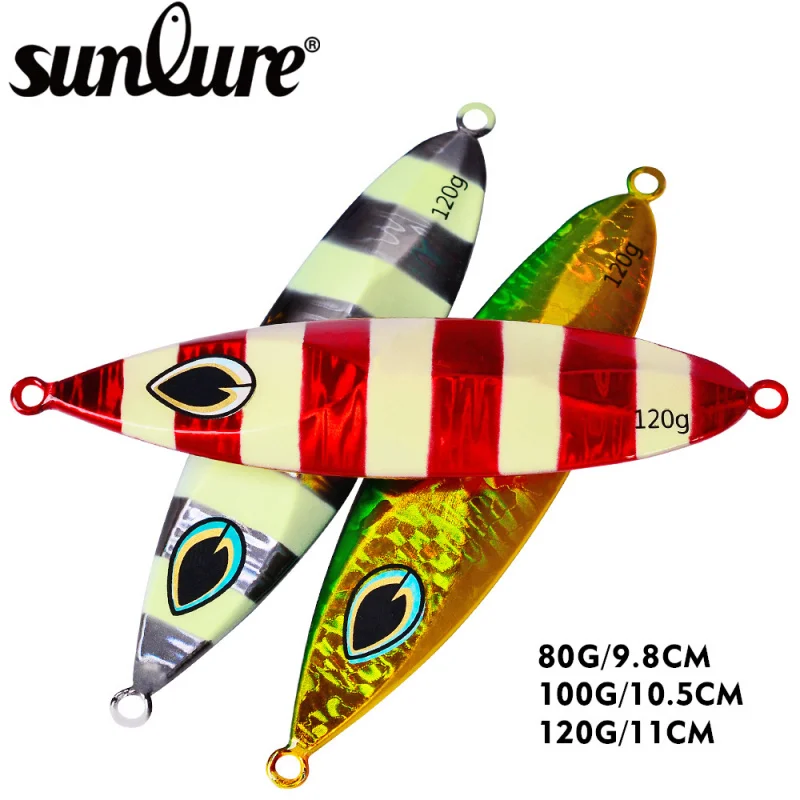 80 جرام-100 جرام-120 جرام بطيئة القفز إغراء لوحة من الحديد مضيئة الصيد البحري المعادن الطعم الثابت قارب الصيد الماكريل طويل الصب الرصاص الأسماك Fak #3
