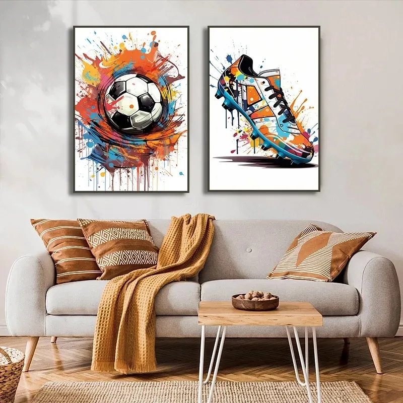 Fashion Graffiti Football Shoes Canvas Painting Art Poster Modern Inspirational Wall for Men Boy Bedroom Living Room Home Decor