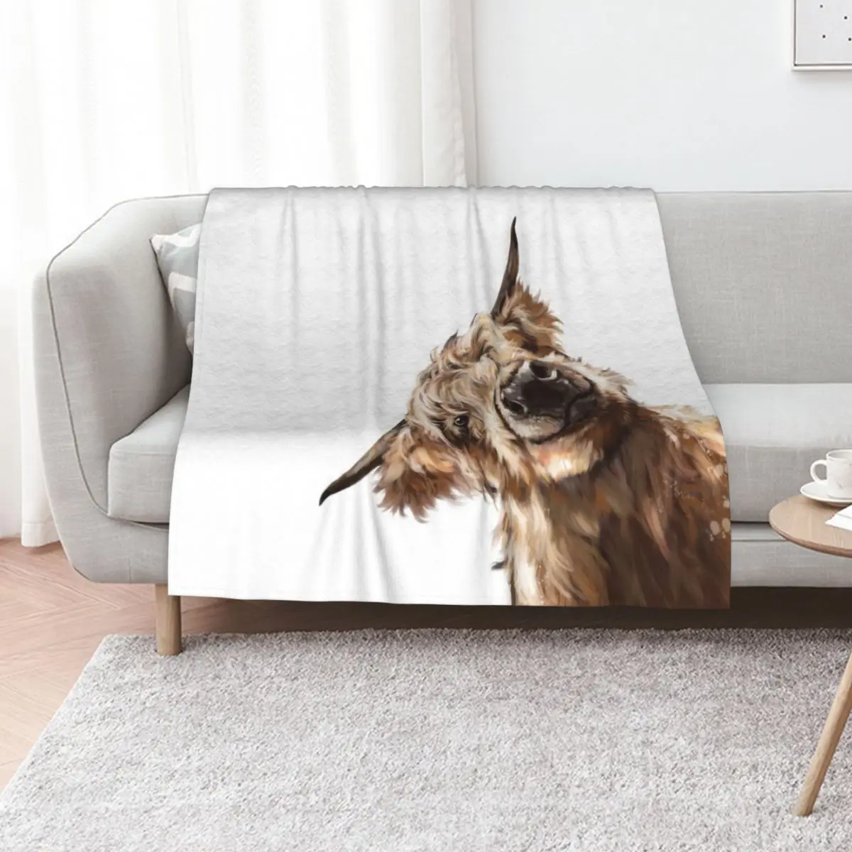 Sneaky Highland Cow Throw Blanket Luxurious Soft Blanket Holiday Gift for Family