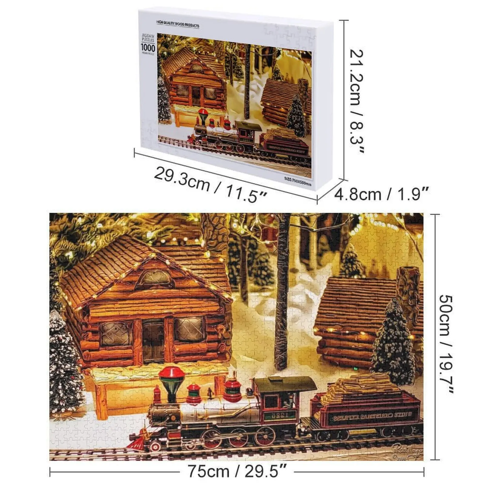 Puzzle z pociągiem Toy Village, elementy puzzle dla dorosłych, personalizowane puzzle dla dzieci.