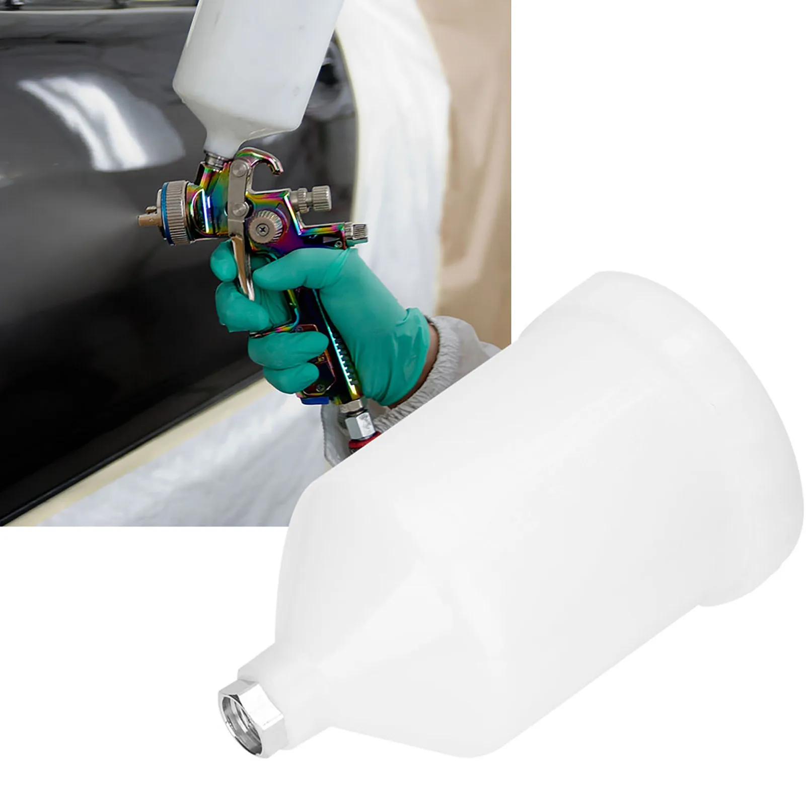 600ml Spray Gun Pot Plastic Stainless Steel Threaded Connector Hand Tool Accessories Hand Tool Sprayer Spray Gun Hardware Tool