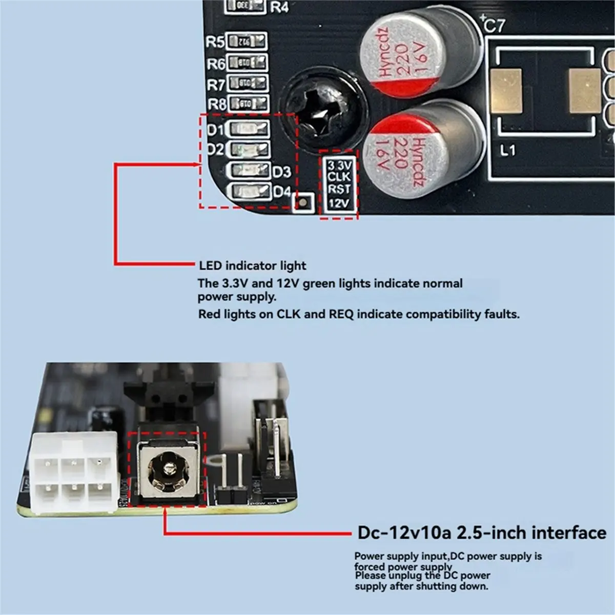 OKgood Oculink SFF-8612 to PCIE X16 PCI-E 4.0 X4 Dev Board OCuLink GPU Dock ATX 24P Power Port Mainboard External Graphics Card