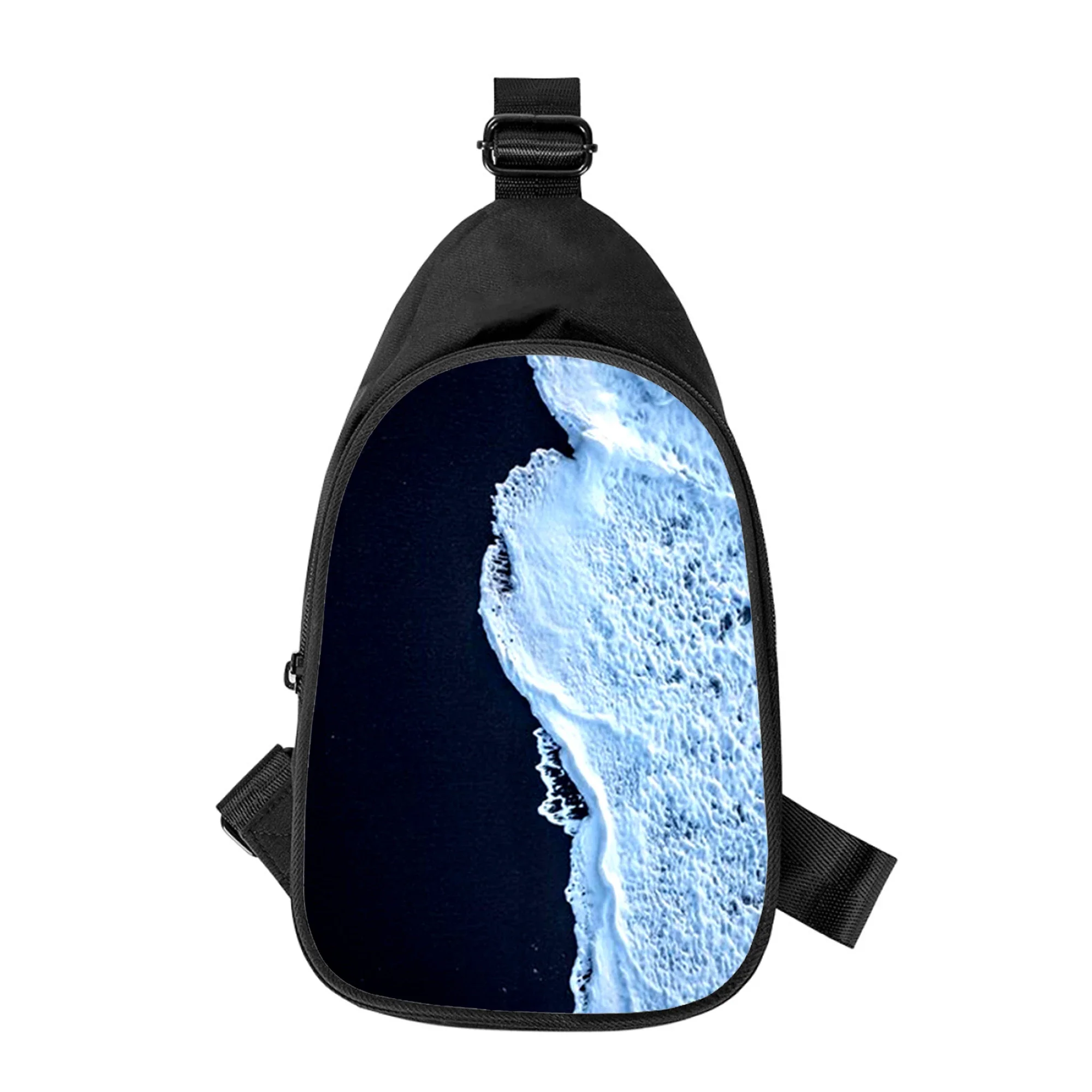 Bolso de pecho cruzado con estampado 3D de paisaje de mar para hombres y mujeres, bolso de hombro cruzado diagonalmente, paquete de cintura escolar para marido, paquete de pecho para hombres, playa, nuevo