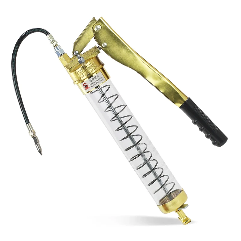 600CC High Voltage Transparent Portable Style， Gold Plated Tie Rod Double Piston Design，Filling Equipment,Manual Grease Guns,New