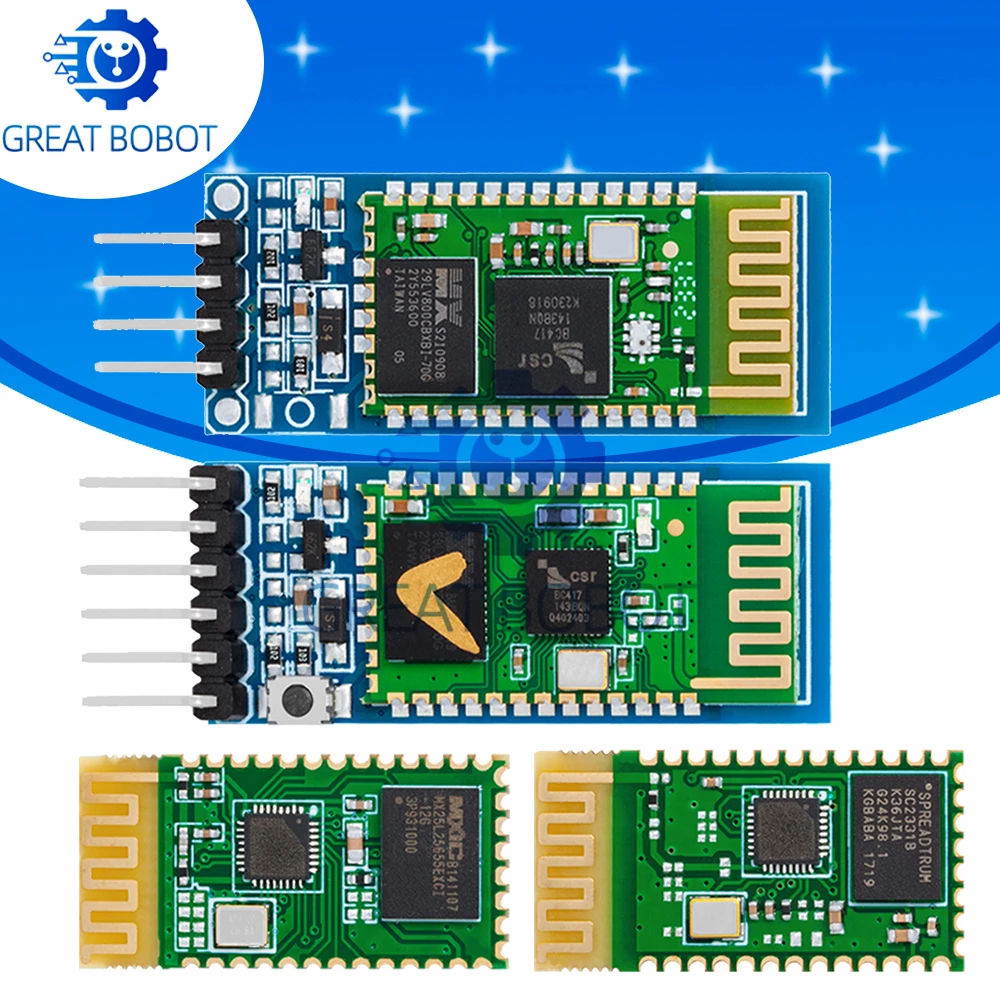 HC-05 HC-06 Master-Slave 6Pin/4Pin Anti-Reverse, Integrated Bluetooth Serial Pass-Through Module, Wireless Serial for Arduino