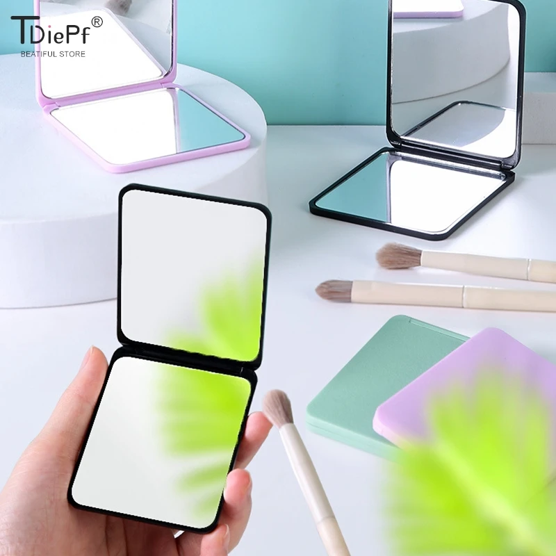 1PC Plastic Folding Mirror Pocket Mini Portable Makeup Mirrors Travel Hand Small Mirror Vanity Foldable Compact Cosmetics Tools