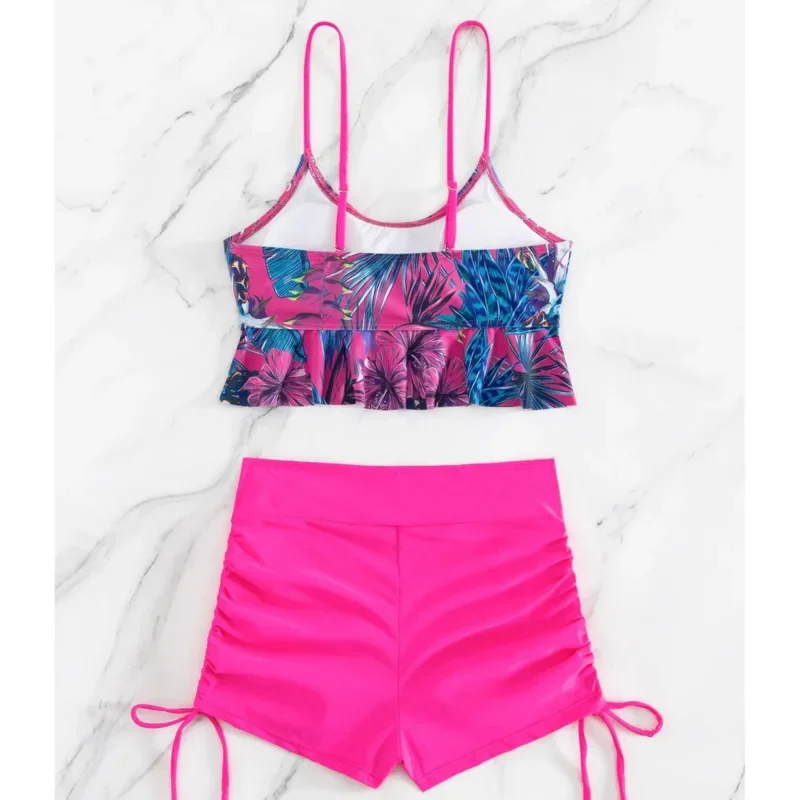 Summer Sexy Pink Swimsuits Tankini Set Female Two-piece Swimwear Beach Swim Wear Bathing Suits Pool Women's Swimming Suit 2024 image 5