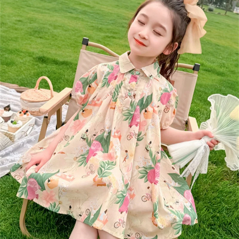 

Girl Dress Kids Party Birthday Evening Gown Cotton 2024 Casual Spring Summer For Wedding Flower Girl Dress Children Clothing