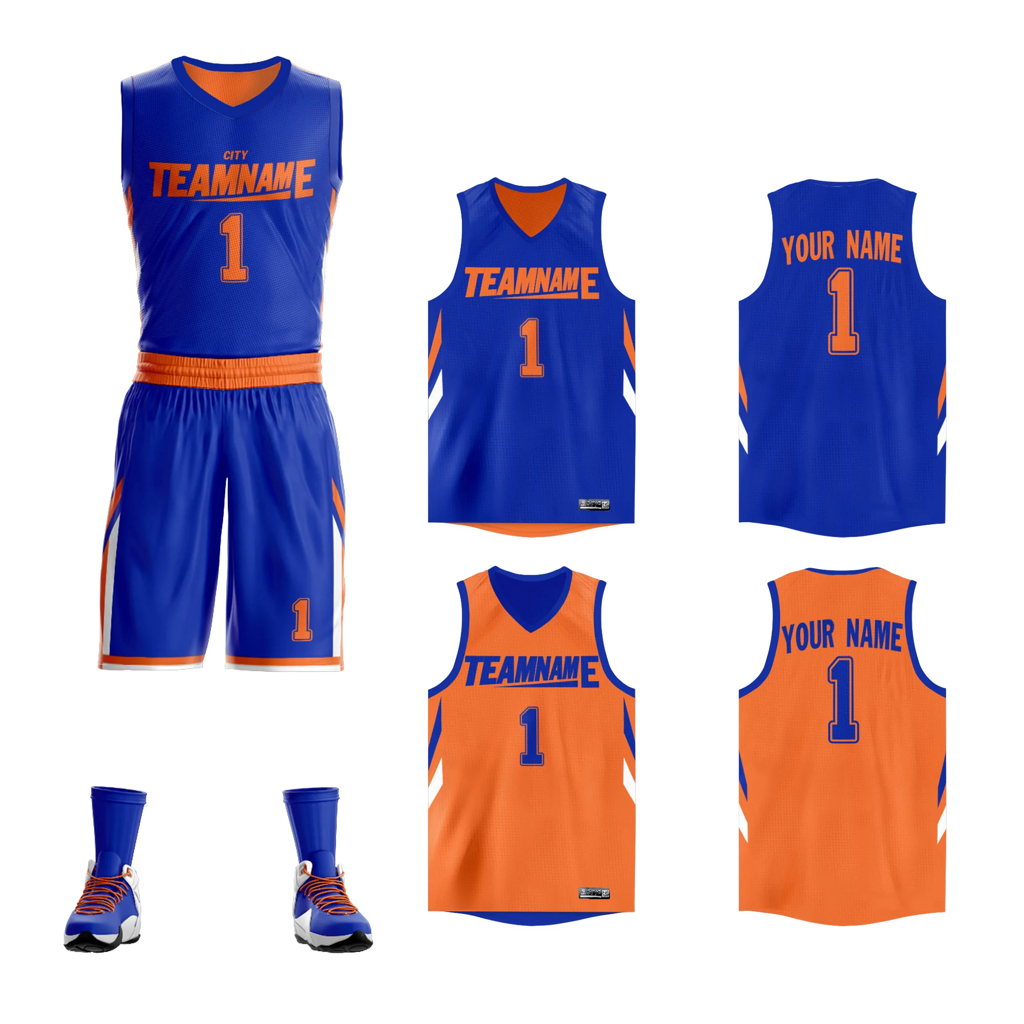 Custom New Reversible Basketball Set Uniforms Kits Sports Clothes Double-side Basketball Jerseys Training Suits