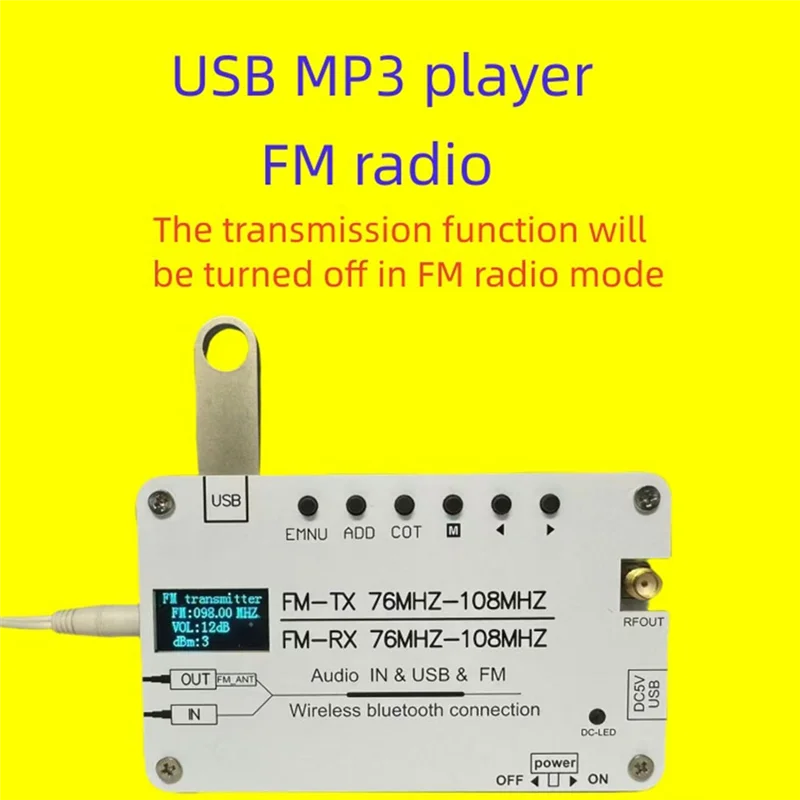 Sensitive Multi Functional FM Transmitter Bluetooth USB FM Transmitter FM Radio 76MHZ-108Mhz Receiving And Transmitting AUX