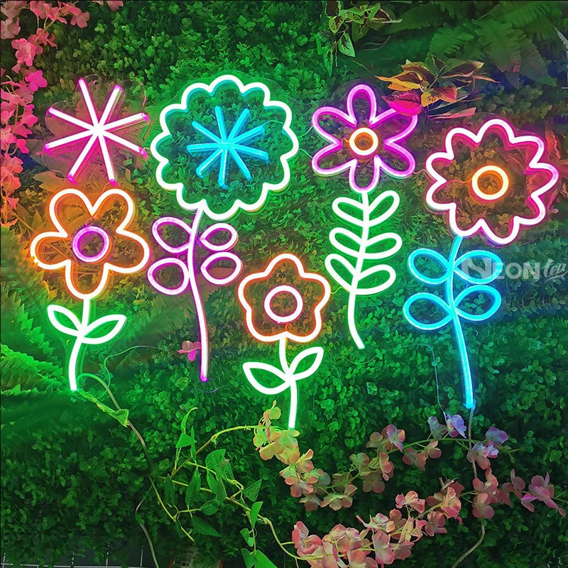 Bouquet of Flowers Neon Sign  Handmade Bedroom Neon Lights Perfect Gift Room Decor 100% Handmade Led Neon Lights