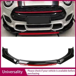For Mini Cooper R55 R56 F55 Front Bumper Lip Spoiler Splitter Black Red Universal Front Shovel Bumper Front Lip