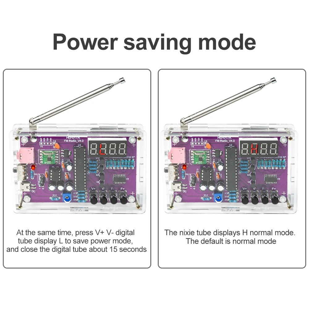 HU-017A RDA5807S Radio Kit FM DIY Electronic Parts Learning Set 87-108MHz with/without Housing