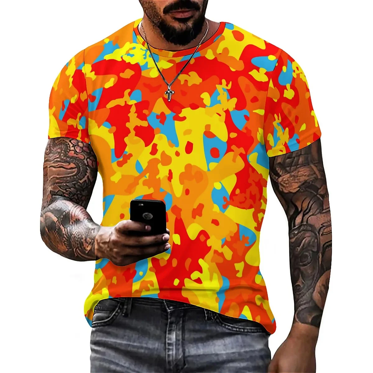 

Family Gathering Outdoor Pattern Men's 3D Printed Short Sleeve T-Shirt - Shirt Holiday Gift