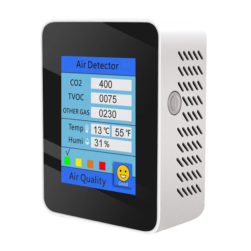 CO2 Detector Temperature/Humidity Monitor Air Quality Monitor TVOC Detector LCD Display Carbon Dioxide TVOC