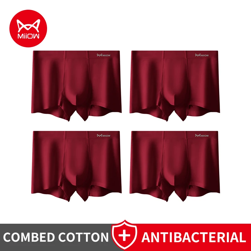

MiiOW 3Pcs Autumn Winter Combed Cotton Men Underwear Boxers Lucky Red Men's Panties 7A Antibacterial Men Underpants Boxershorts