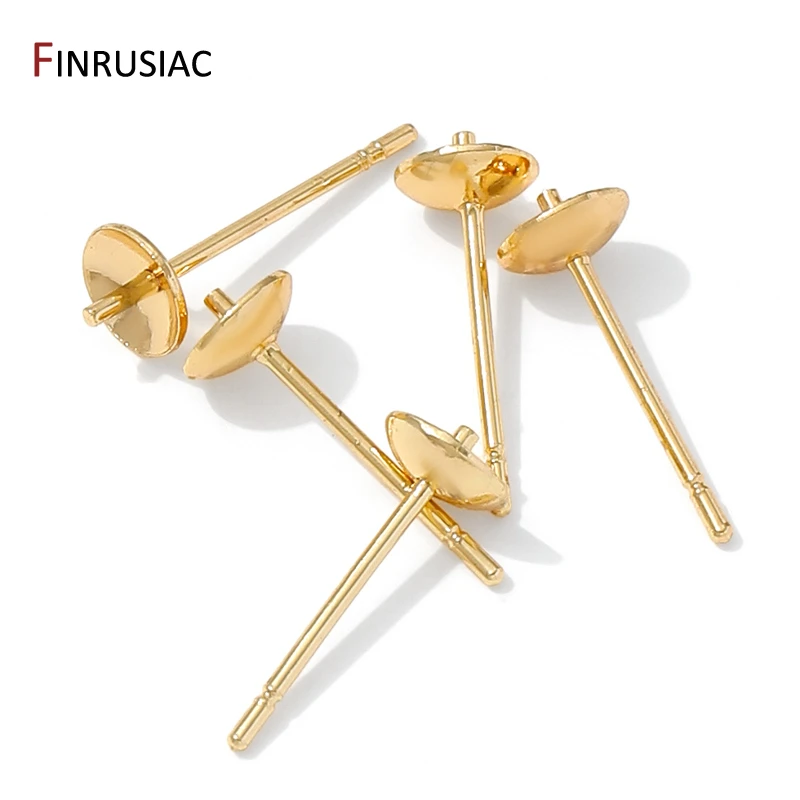 14-каратное позолоченное латунное основание для сережек, пустая стойка для ушей, лоток для ушей, беруши для жемчуга, аксессуары для изготовления сережек «сделай сам»