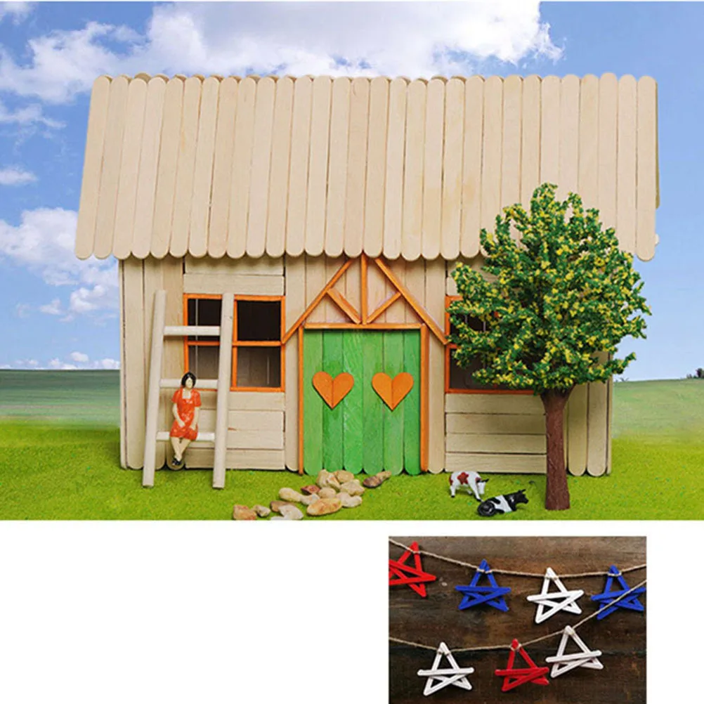 

400Pcs Wood Craft Sticks Natural Colored Non-Waxed Smooth Wooden Popsicle Sticks for DIY Handmade Arts Classroom Party Camp