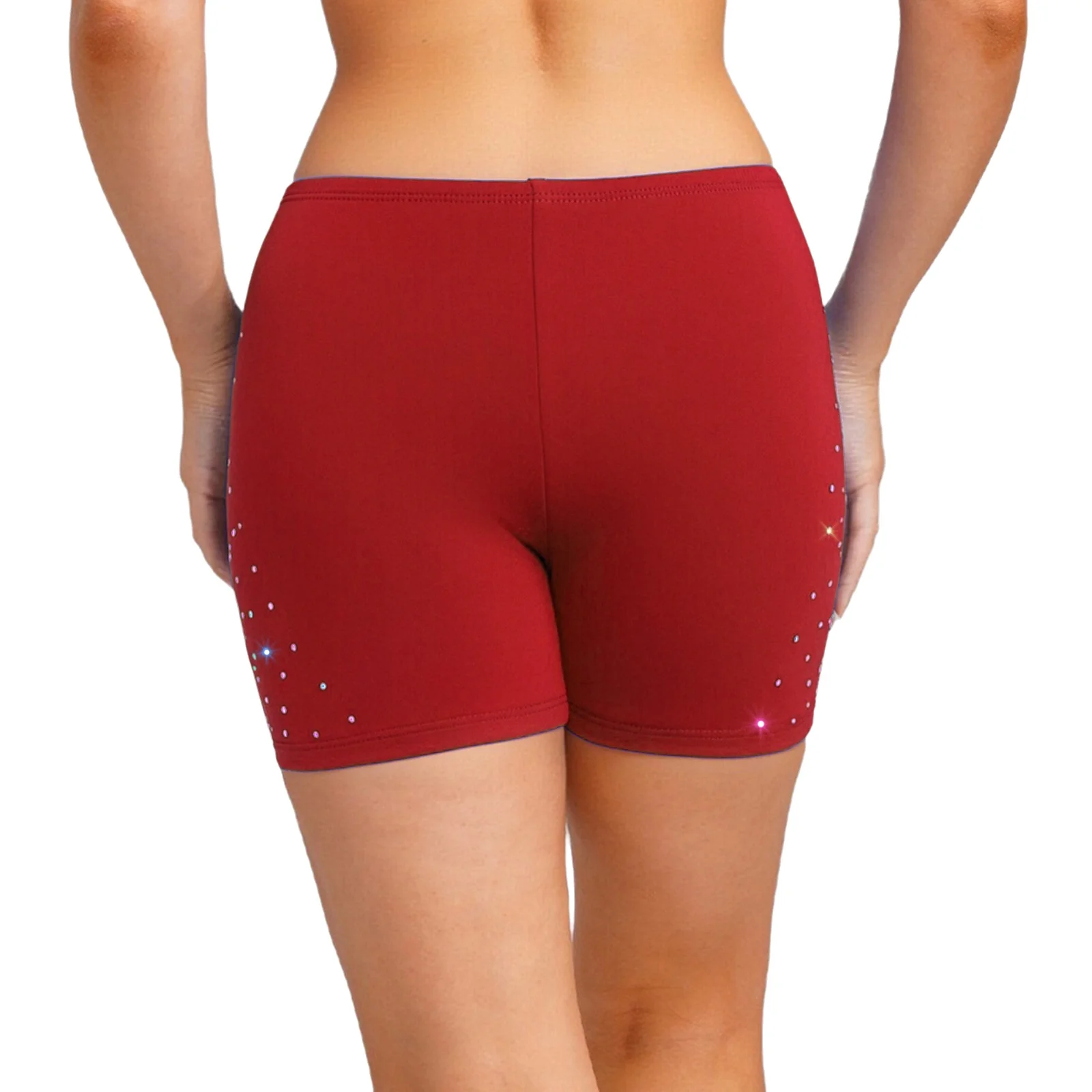 Short de gymnastique de danse de Ballet pour femmes, strass scintillants, ceinture élastique, pantalon court athlétique pour le patinage artistique, l'entraînement de Yoga