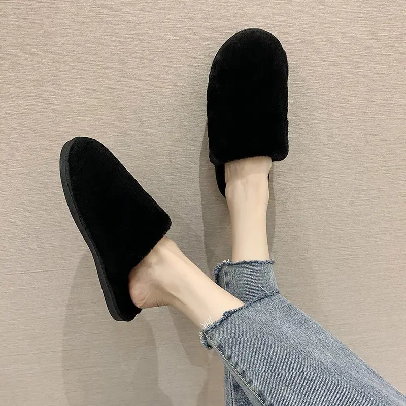 Women Slippers Female Flat House Shoes Slip On Short Plush Bedromm Shoe Lady Winter comfortable Indoors Women Footwear 2023