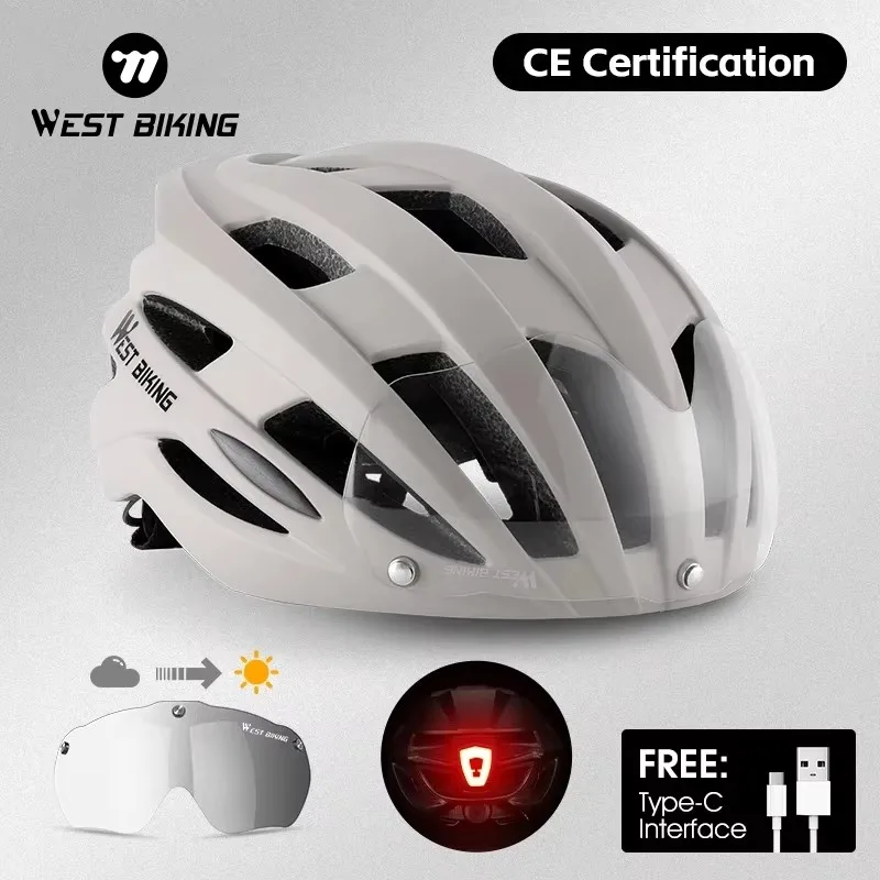 

CE Certification Men Women Cycling Helmet Lightweight Outdoor Sports Bike Helmet With Taillight Magnetic Lens Bicycle Helmet