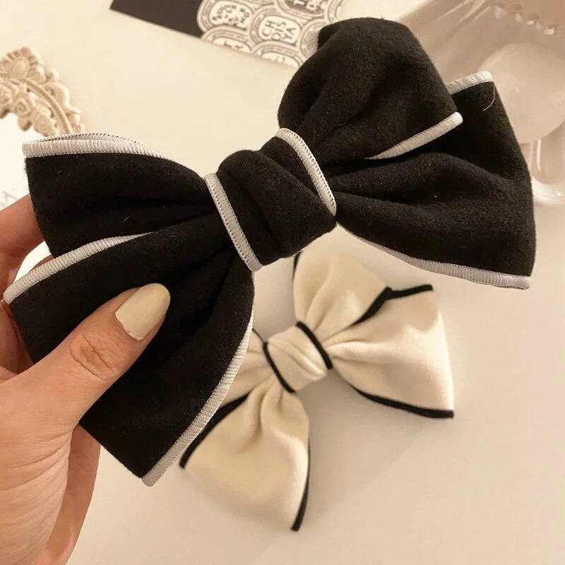 1pcs Bowknot Hair Clip Women Imitation Cashmere Hairpin Top Head Ponytail Barrettes Elegant Bows Hair Accessoires